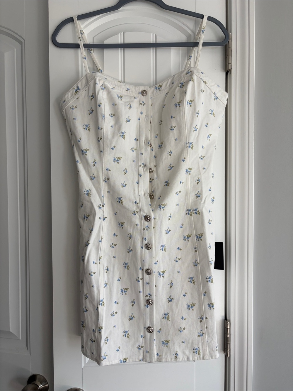 Lulus Denim Floral Mini Dress